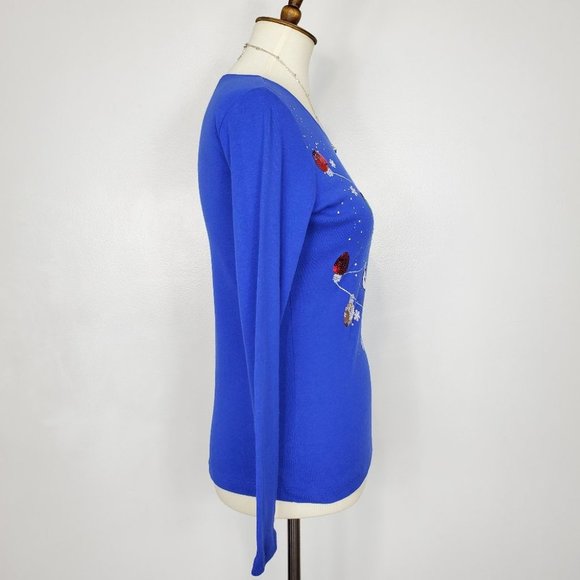 Karen Scott Fun Christmas Holiday Knit Top With Christmas Lights NWT Size SP - Picture 6 of 9